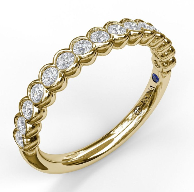 14K YG Scalloped Partial Bezel Diamond Band by Fana Main image