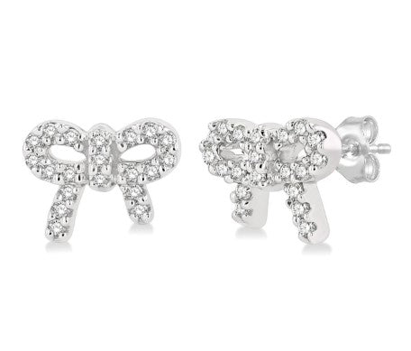 10K WG 1/8cttw Diamond Petite Bow Stud Earrings Main image