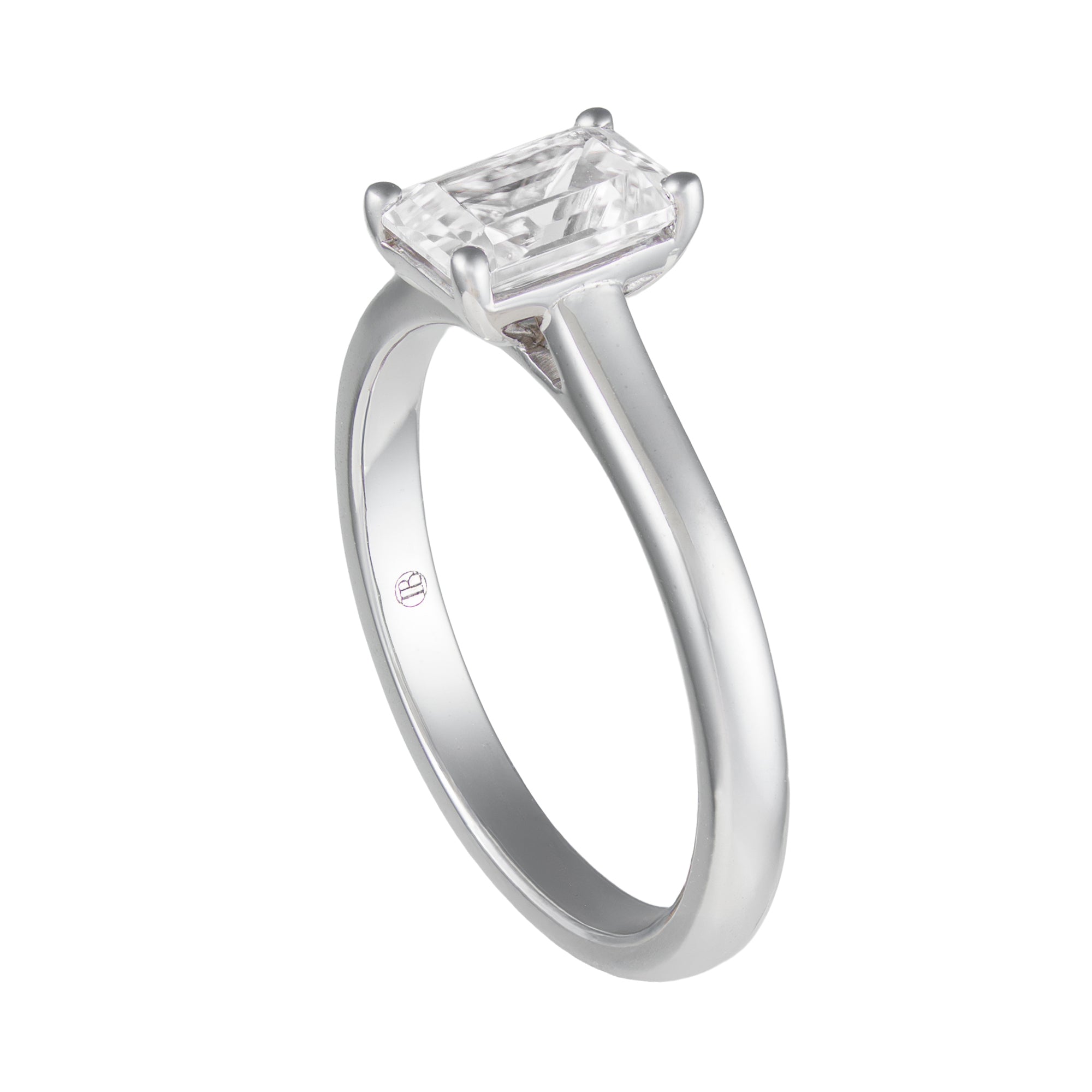 14K White Gold Emerald Cut Cathedral Solitaire Semi-Mount by Imagine Bridal Secondary image
