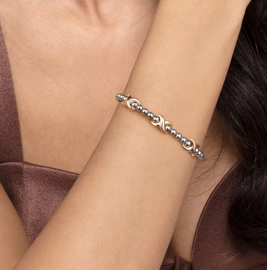 Sterling Silver/14K Bujukan X Station Bangle by Gabriel NY