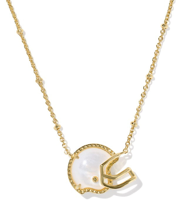 Gold Plated Football Helmet Pendant Necklace in Ivory MOP by Kendra Scott Main image