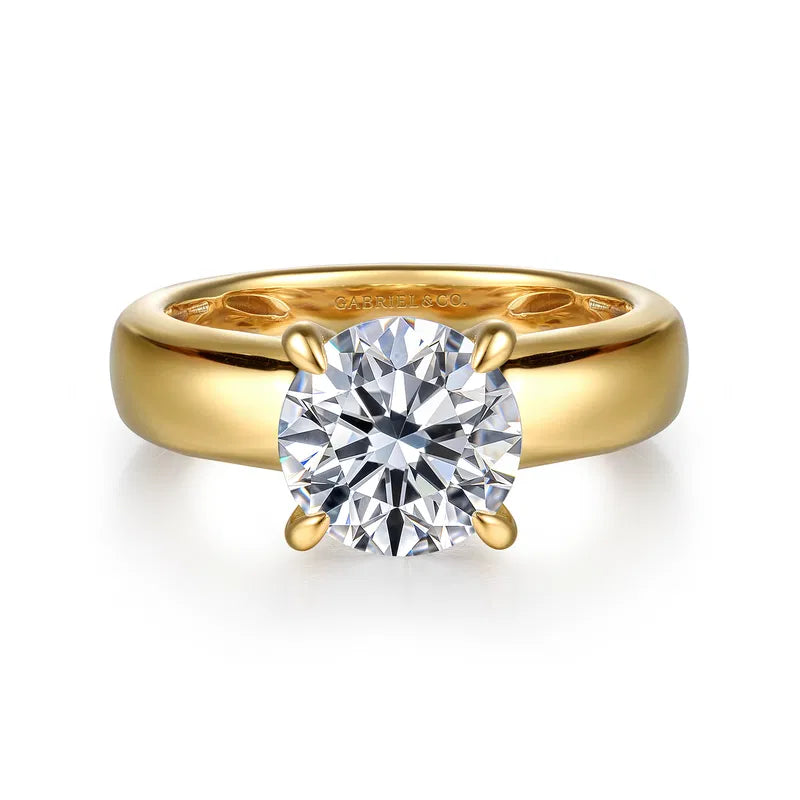 14K YG "Reeve" Round Wide Solitaire Semi-Mount by Gabriel NY