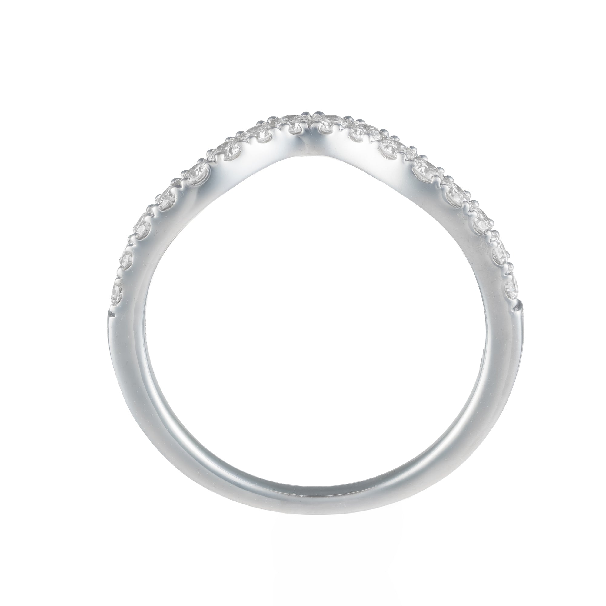 14K White Gold 1/3cttw Contour Curved Wedding Band by Diamonds Forever