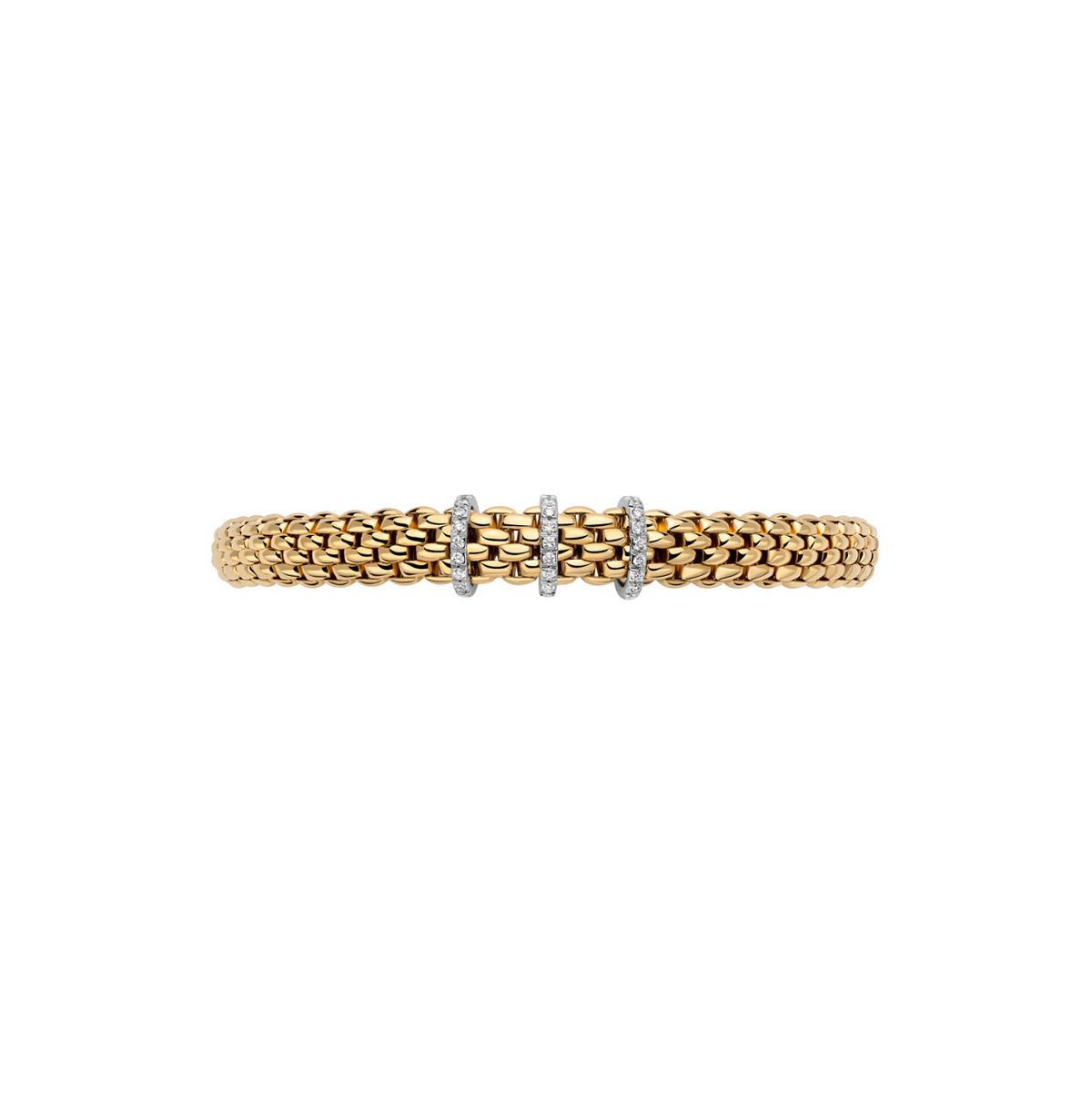 18K Yellow Gold Vendome Triple Diamond Bar Flex'It Bracelet by Fope