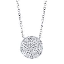 14K WG Pave Diamond Circle Pendant Necklace