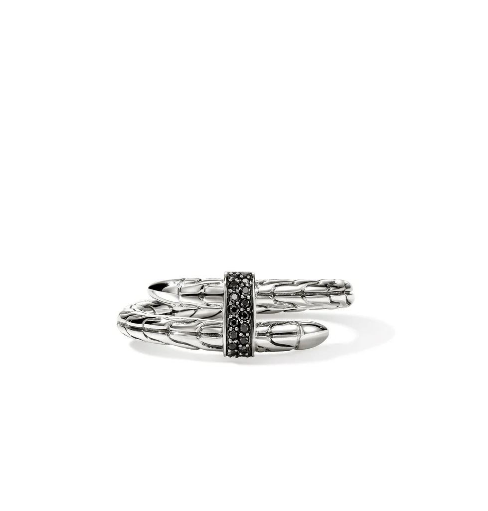 Sterling Silver Spear Ring with Treated Black Sapphires by John Hardy