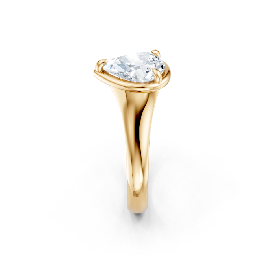 14K Yellow Gold Pear Shape Wide Solitaire Semi-Mount Secondary image