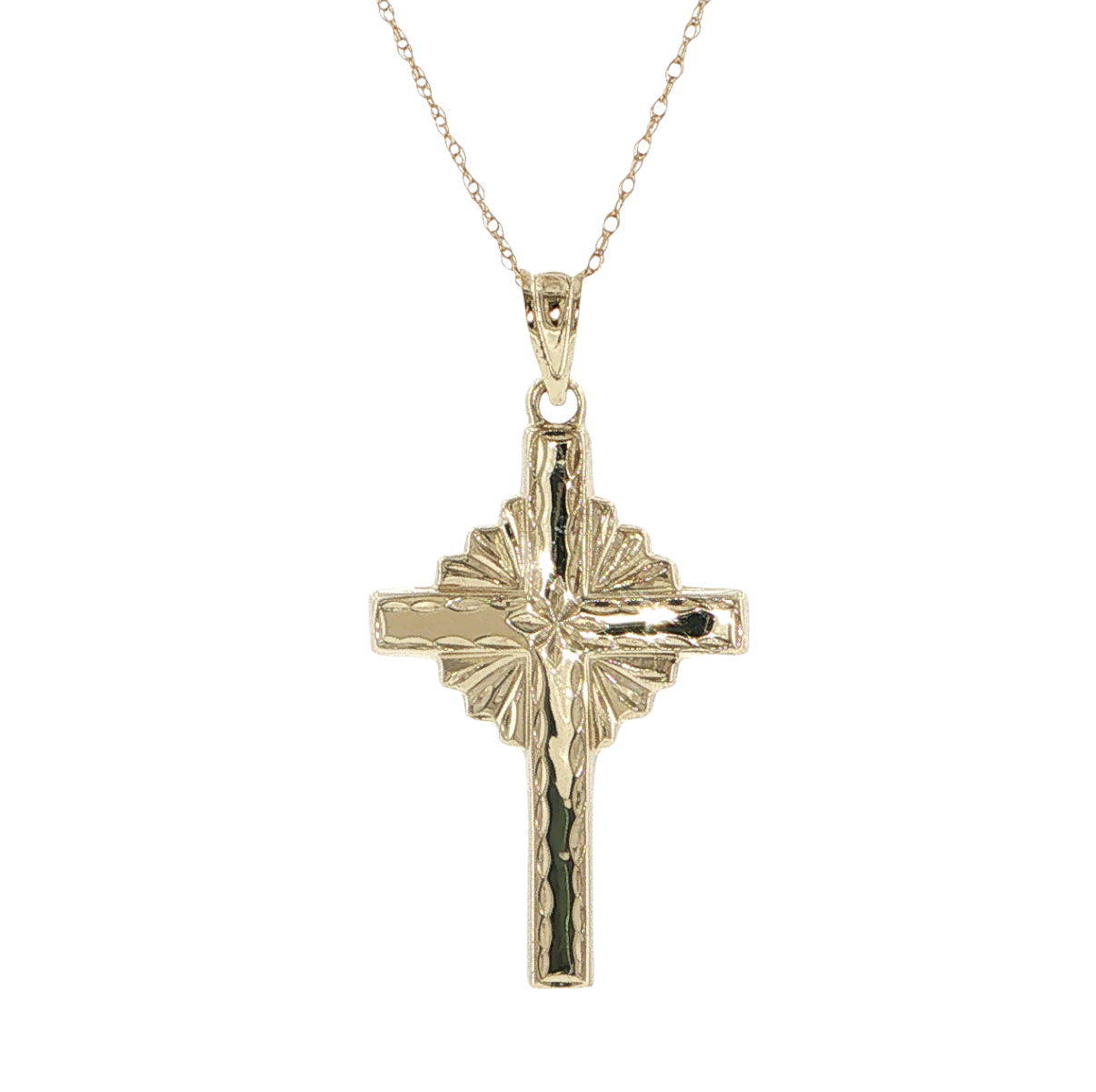 10K Yellow Gold Engraved Cross Pendant Necklace *Estate Item Sold as is, Final Sale* Main image