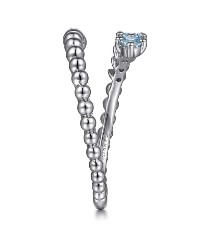 Sterling Silver Bujukan Blue Topaz Bypass Ring by Gabriel NY Secondary image