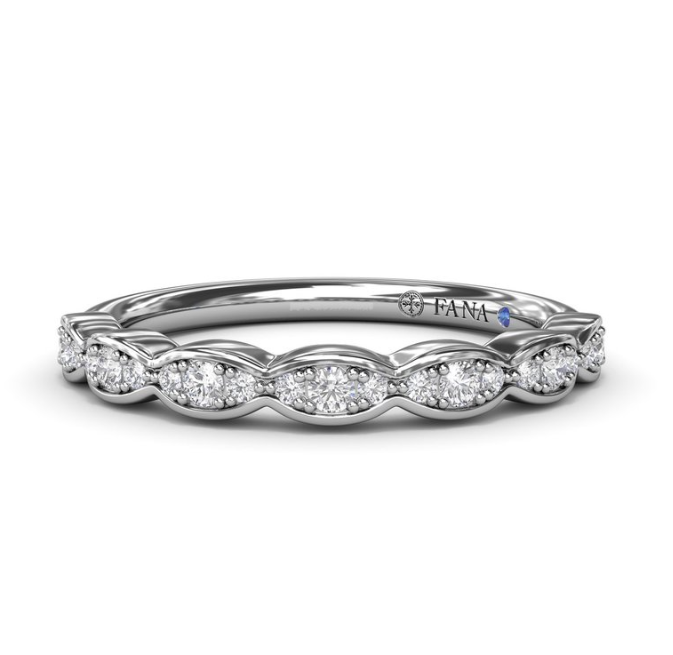 14K WG Marquise Shape Bezel Diamond Band by Fana