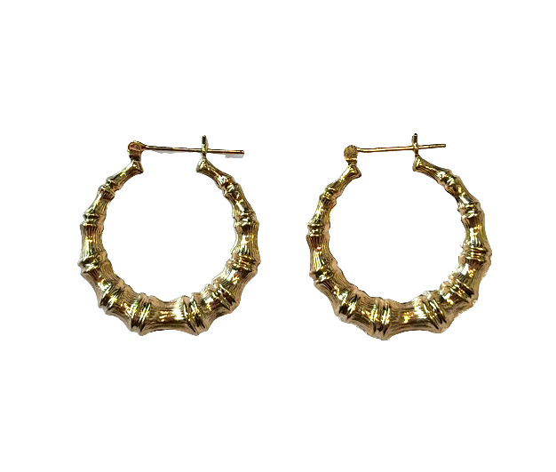 14K YG Bamboo Hoop Earrings *Estate Item Sold as is, Final Sale*