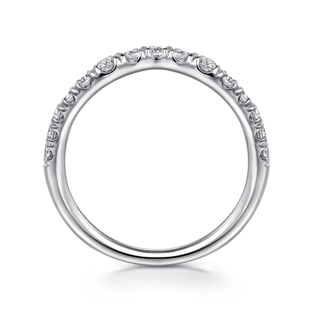 14K WG "Chambery" Curved French Pave 1/2cttw Diamond Wedding Band by Gabriel NY