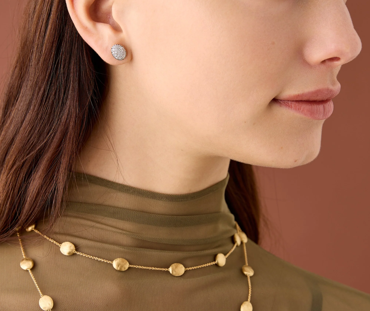 18K Two-Tone Diamond Pave Studs by Marco Bicego