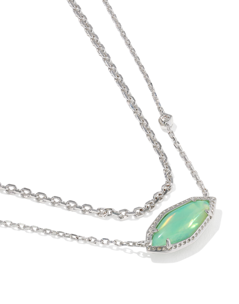 Rhodium Plated Ophelia Multi Strand Necklace in Mint Iridescent Abalone by Kendra Scott