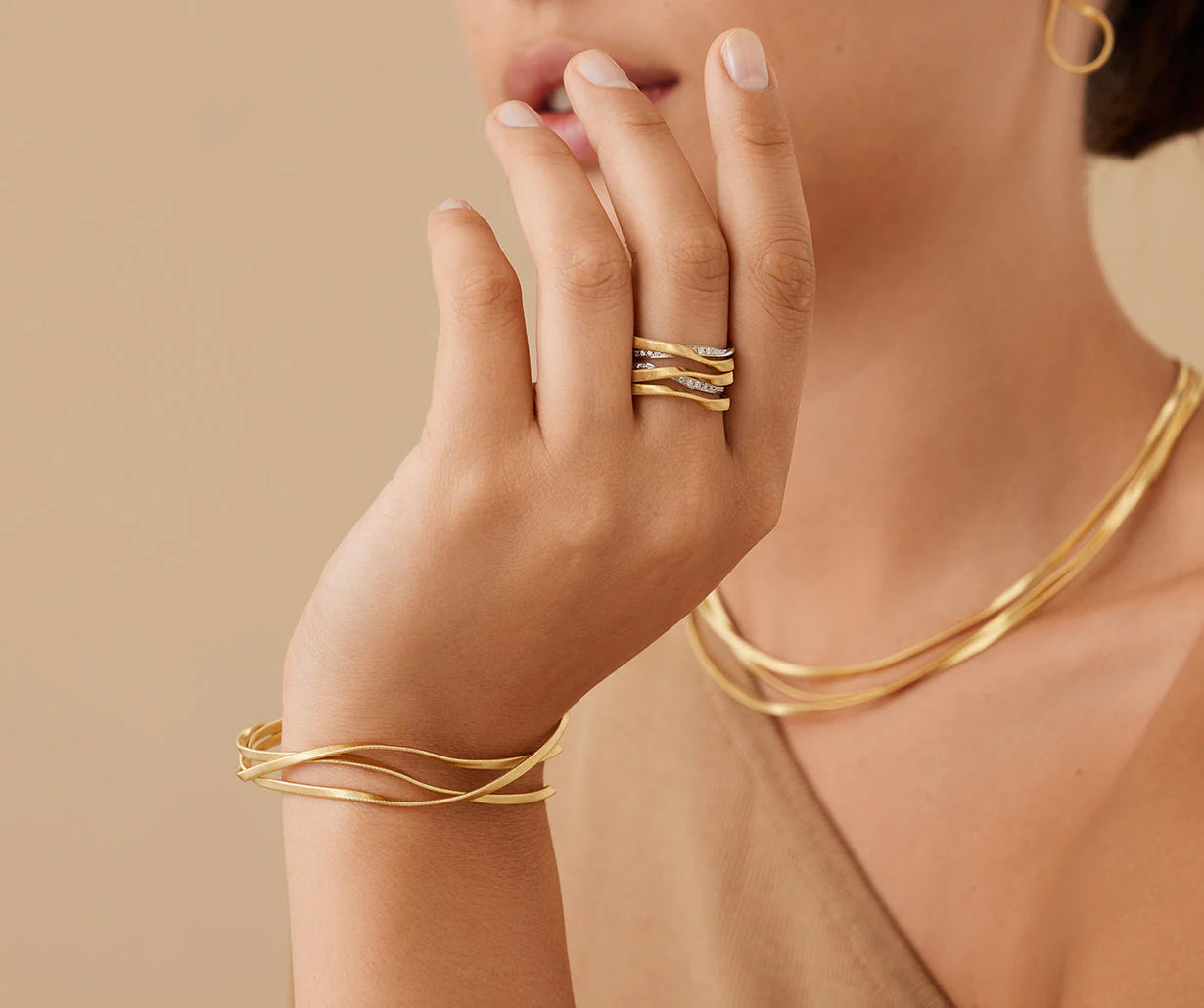 18K W/YG Marrakech 5-Band Coil Ring with Diamonds by Marco Bicego