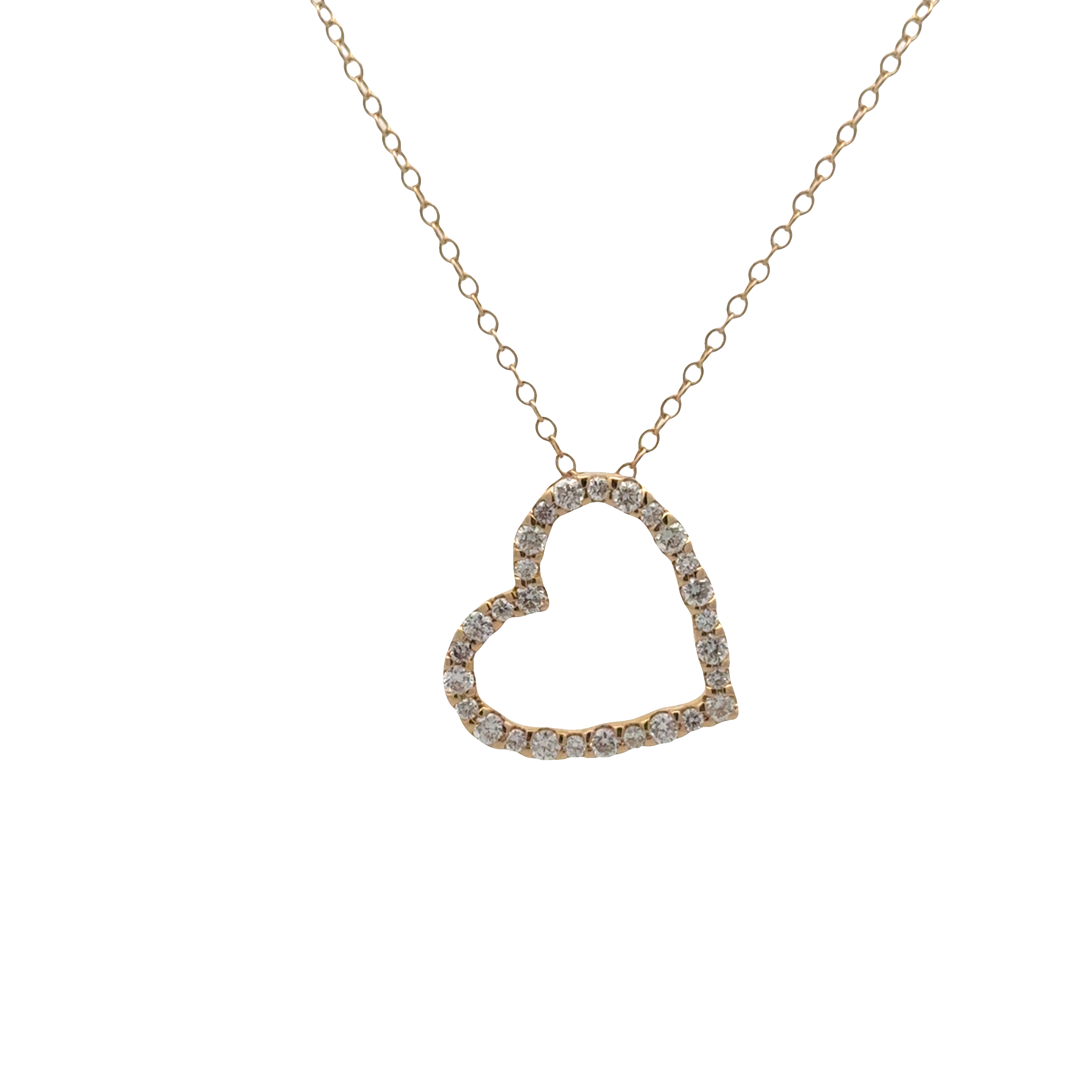 14K YG 1/2cttw Alternating Size Pave Diamond Heart Pendant