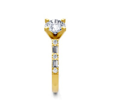 14K W/YG Alt. Round & Baguette Diamond Semi-Mount by Imagine Bridal