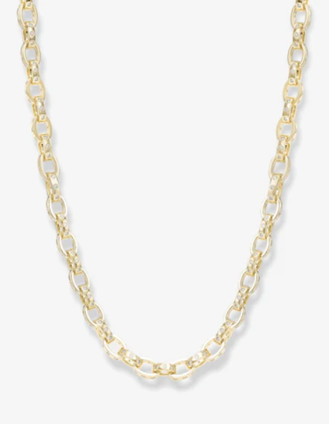 18K Gold Plated Ashley Chain Link Necklace in White CZ by Melinda Maria