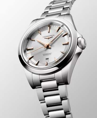Longines Conquest 30mm Watch wit Silver Dial & Pink Hands