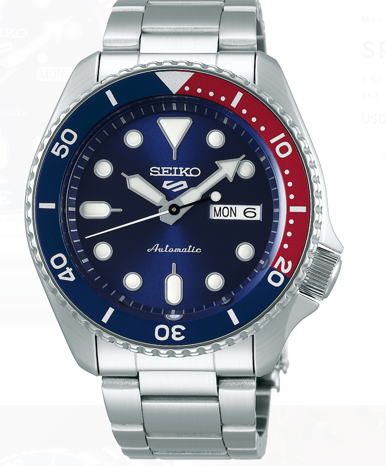 Seiko 5 Sports Automatic 42mm Watch with Red & Blue Bezel Main image