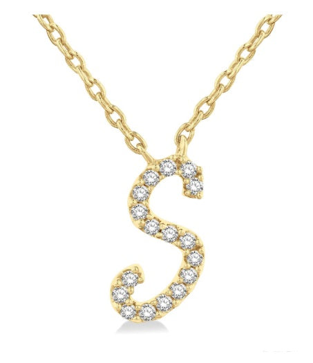 10K YG Diamond Script Initial S Pendant Main image
