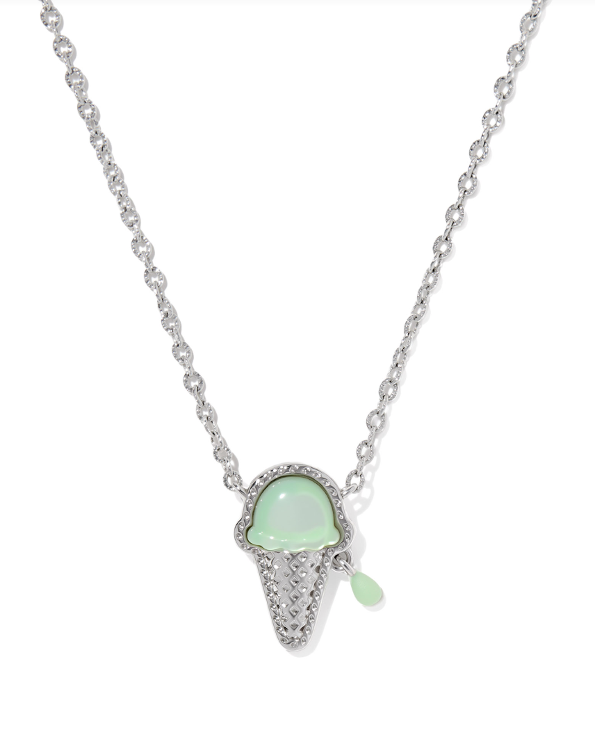Rhodium Plated Ice Cream Pendant in Mint Mother of Peal by Kendra Scott Main image