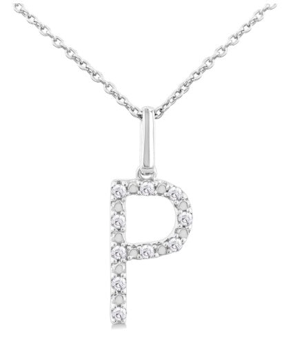 SS .07cttw Block Letter P Initial Pendant