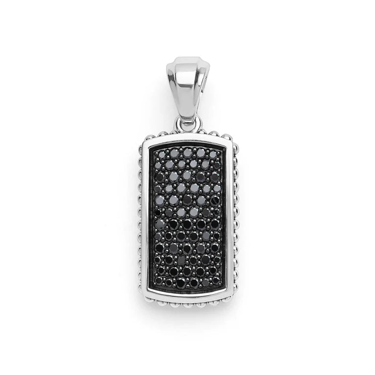 Sterling Silver Men's Anthem Black Diamond ID Tag Amulet by LAGOS