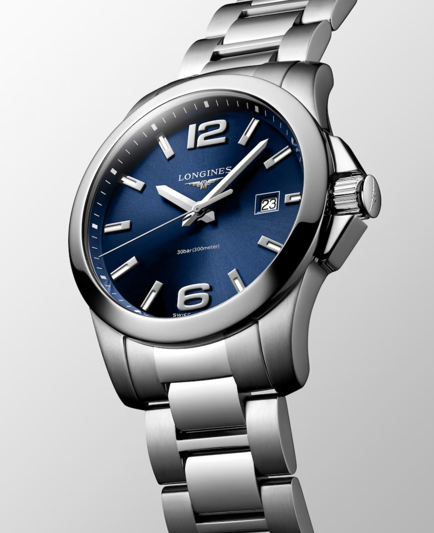 Longines Conquest Stainless Steel  41mm Watch in Sunray Blue