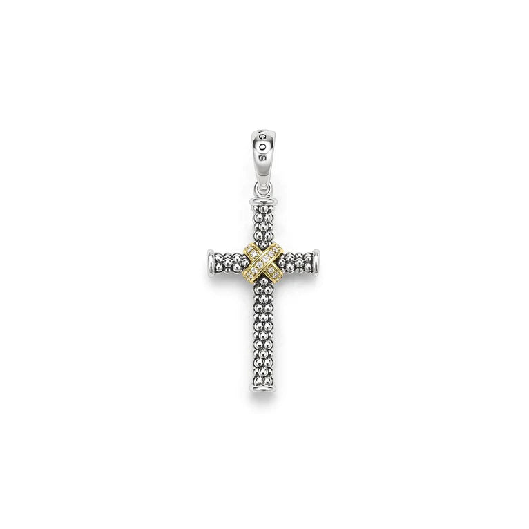 SS/18K Men's Small Anthem Diamond Cross Pendant by LAGOS Main image
