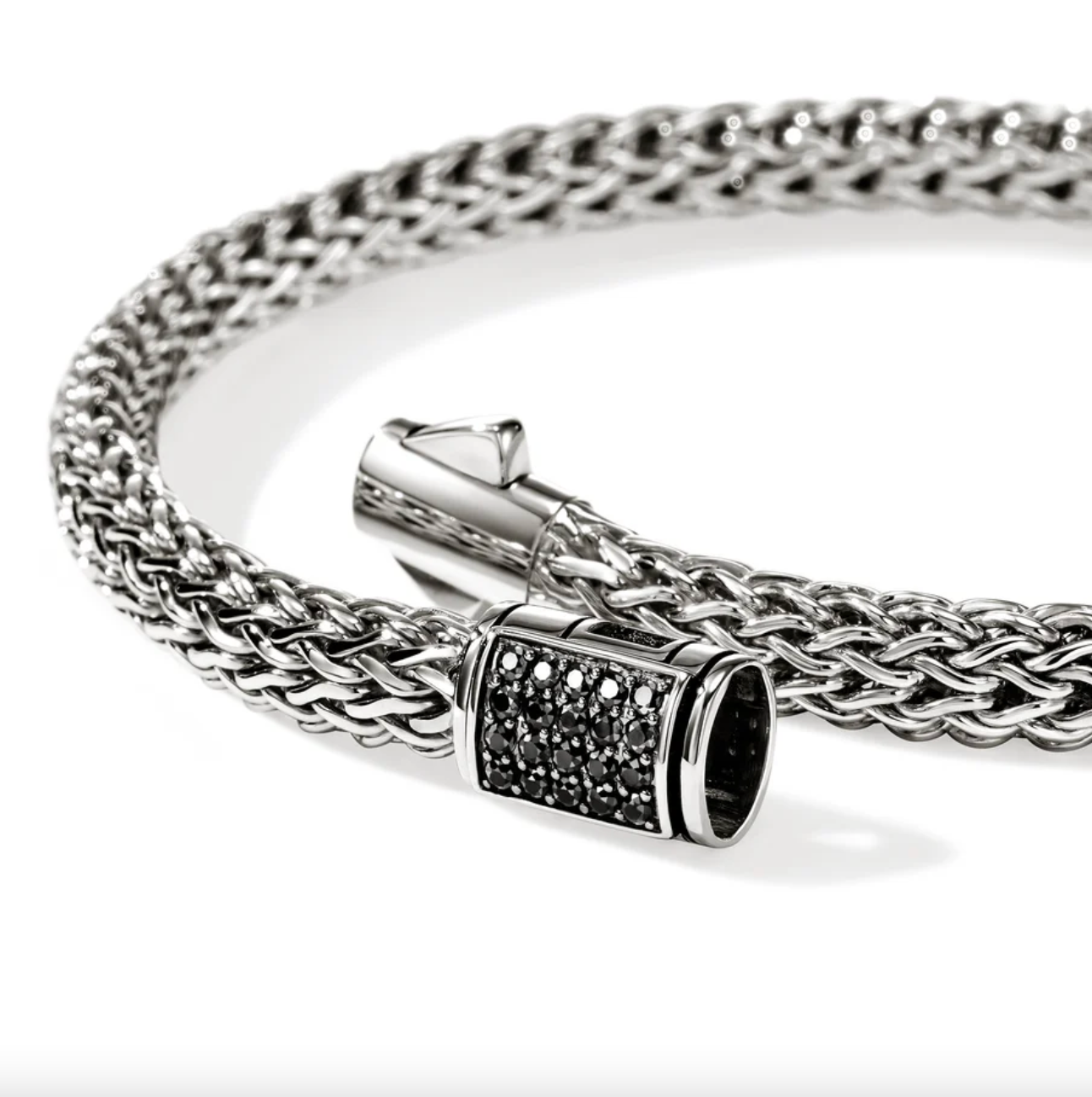 Sterling Silver Icon 5mm Bracelet with Treated Black Sapphire Clasp by John Hardy