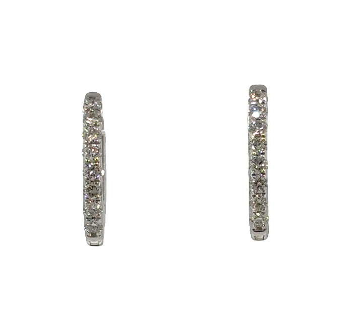 14K White Gold 2/5cttw Diamond Small Oval Hoops Main image