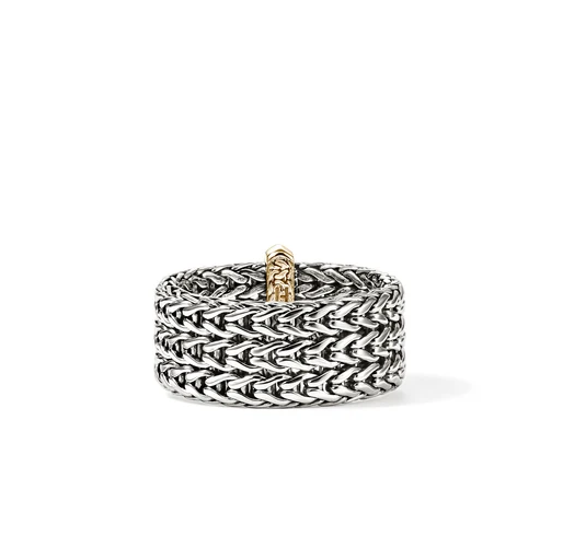 Sterling Silver & 14K Yellow Gold 9mm Icon Link Bar Ring by John Hardy Secondary image