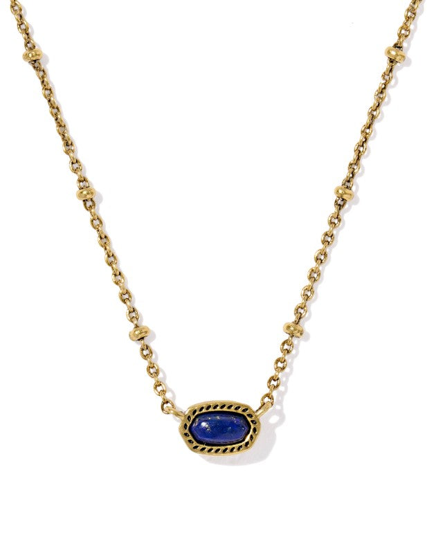 Gold Plated Mini Elisa Satellite Short Pendant in Vintage Blue Lapis by Kendra Scott