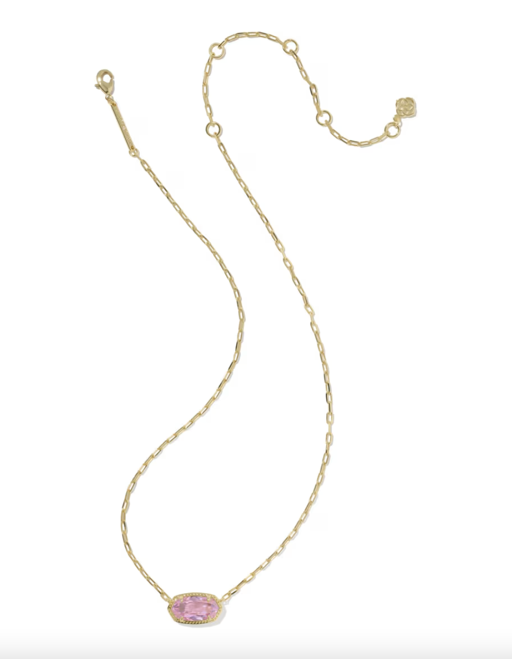 Gold Plated Elisa Luxe Pendant Necklace in Light Pink CZ by Kendra Scott