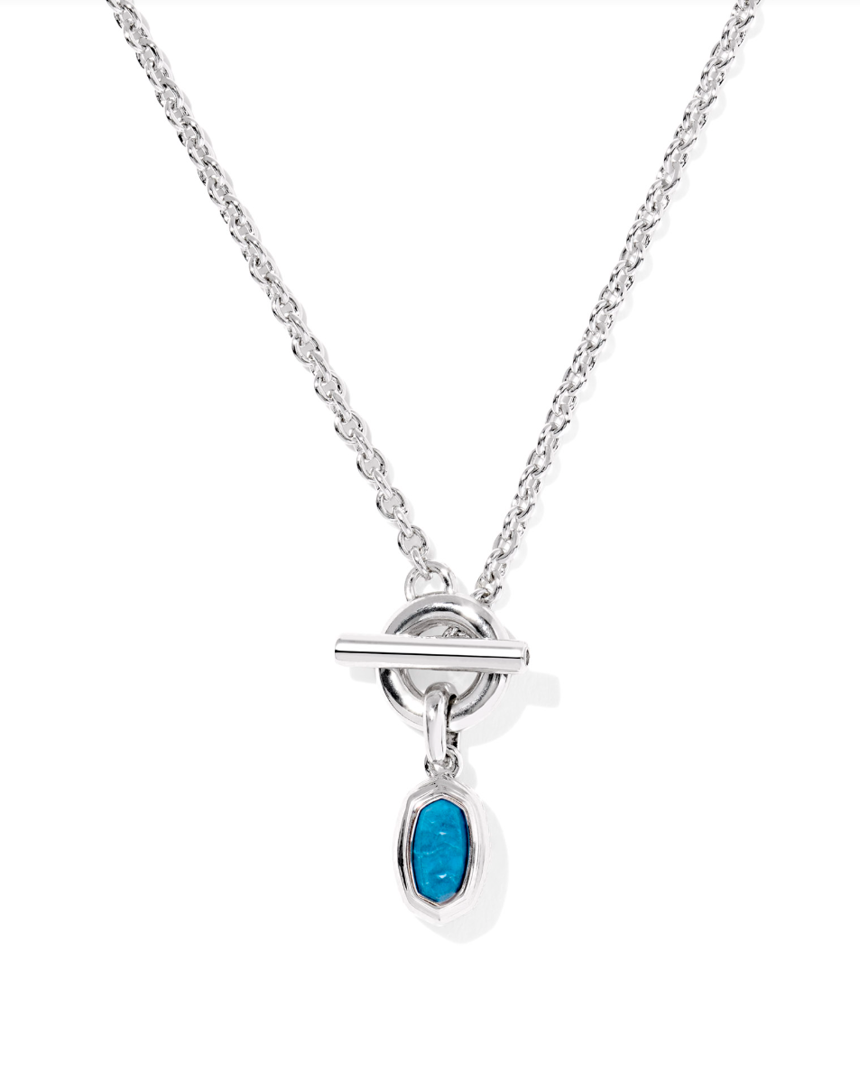 Rhodium Plated Mini Elisa Toggle Pendant in Variegated Indigo Magnesite by Kendra Scott