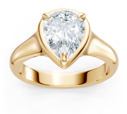 14K Yellow Gold Pear Shape Wide Solitaire Semi-Mount Main image