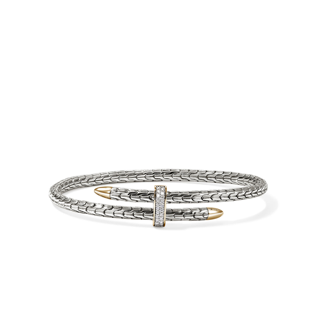 Sterling Silver & 14K Yellow Gold Spear Flex Diamond Bangle by John Hardy