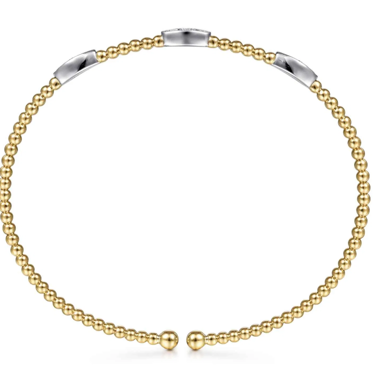 14K Two-Tone  Bujukan Diamond Marquise Stations Bangle by Gabriel NY Secondary image