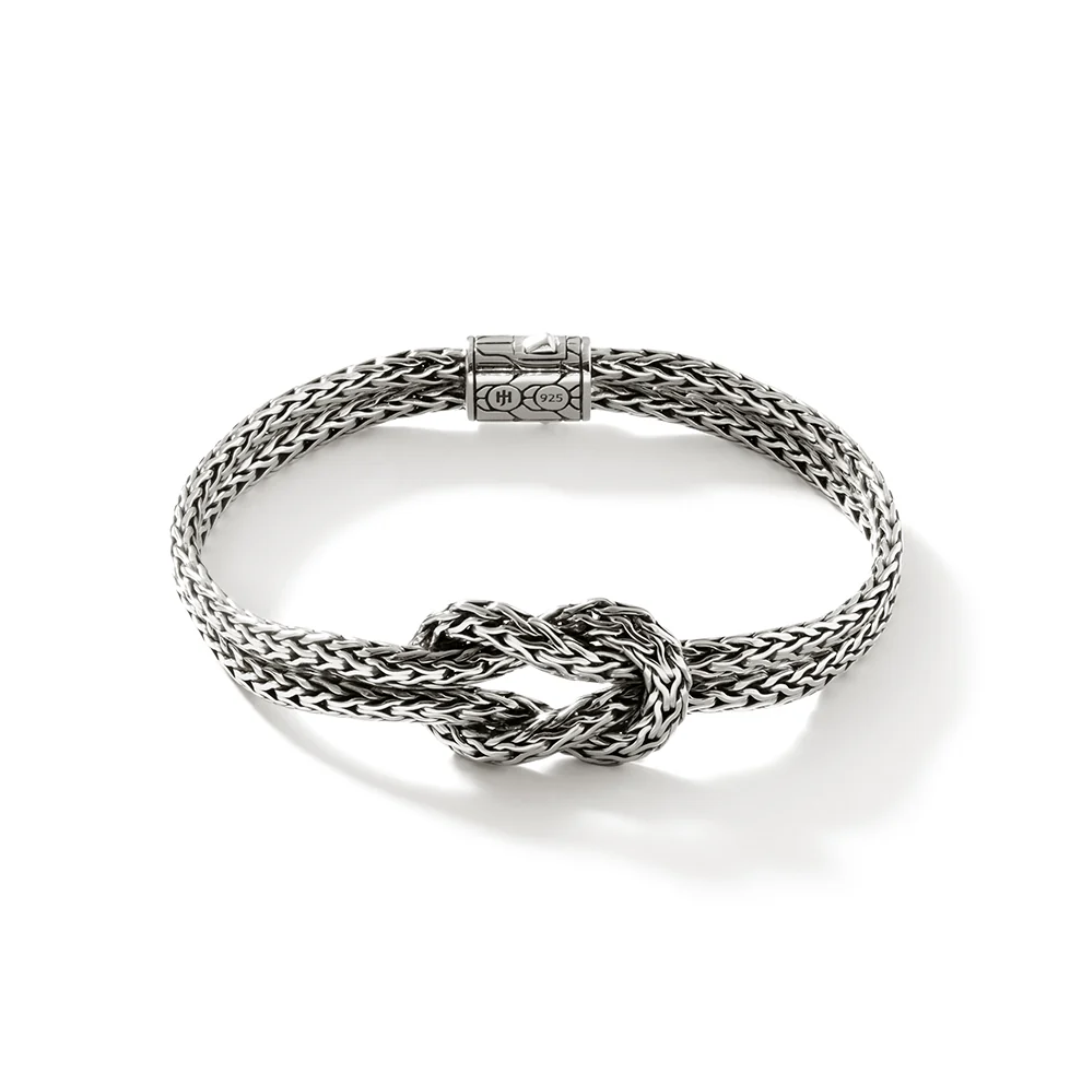 Sterling Silver Love Knot 7mm Slim Double Row Bracelet by John Hardy