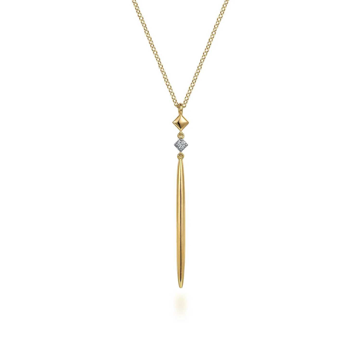 14K YG Diamond Pendant Drop Necklace by Gabriel NY
