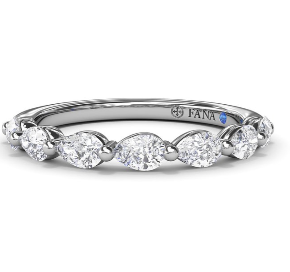 14K White Gold Diamond Pear shared Prong Band by Fana