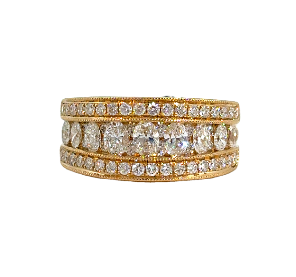 14K Yellow Gold Oval Diamond Three Row Band Main image