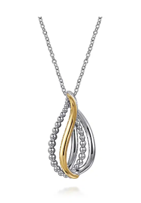 SS/14K YG Bujukan Multiple Row Teardrop Pendant Necklace by Gabriel Main image