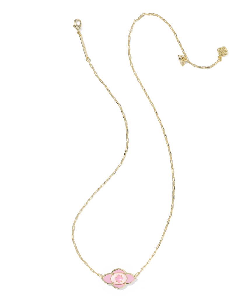 Gold Plated Abbie Medallion Pendant in Pink Mix by Kendra Scott