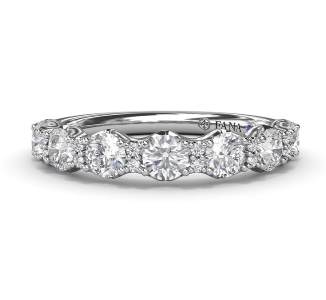 14K WG Scalloped Diamond Anniversary Band by Fana Main image