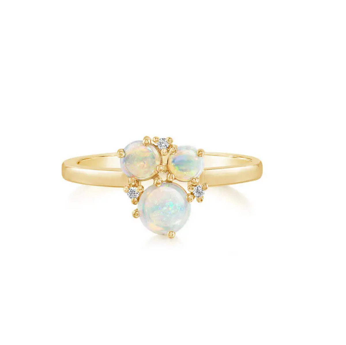 14K Yellow Gold Australian Opal & Diamond Cluster Ring