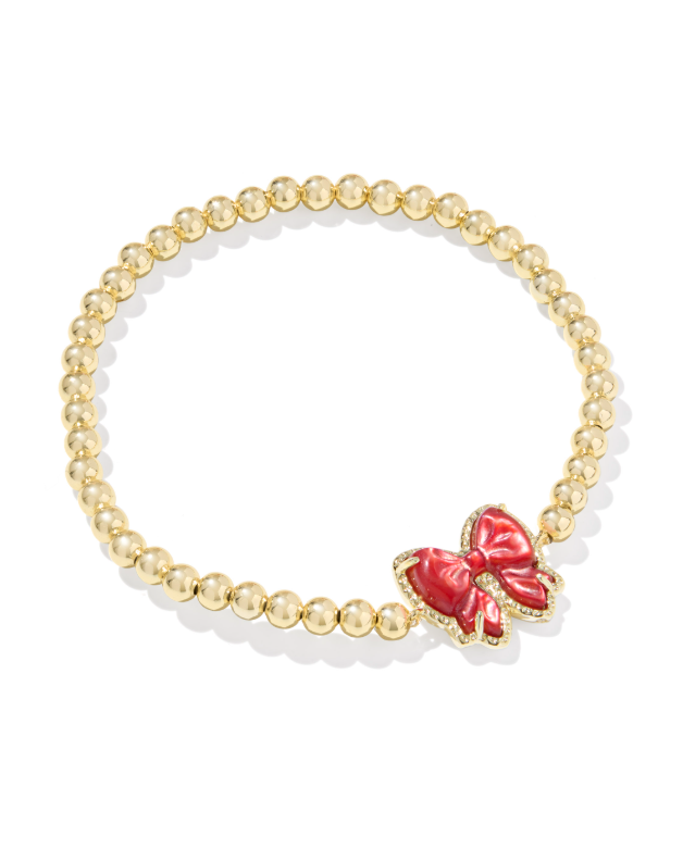 Gold Plated Haley Bow Stretch Bracelet in Scarlet Red MOP by Kendra Scott Main image