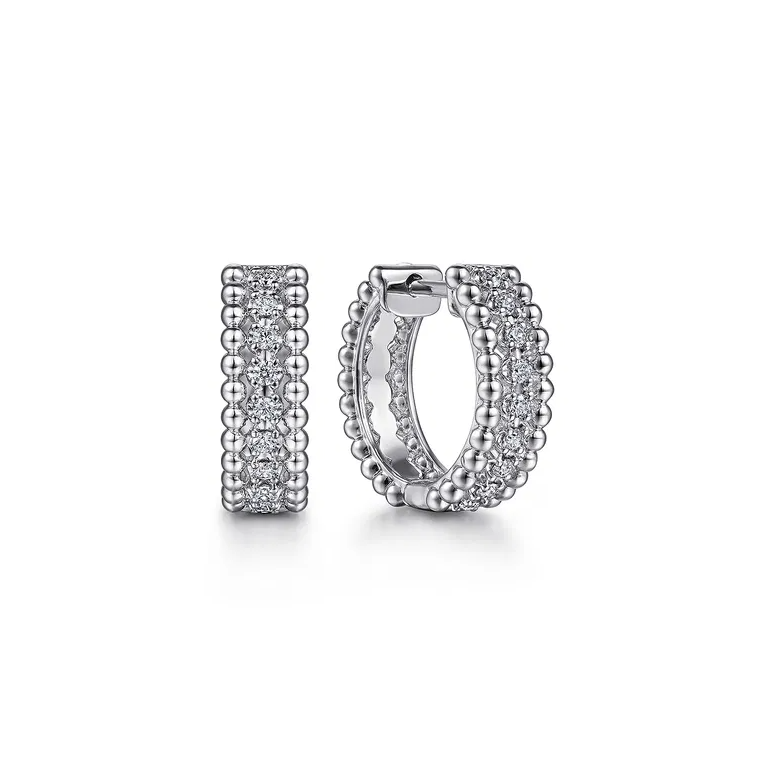 Sterling Silver Bujukan White Sapphire Huggie Earrings by Gabriel NY