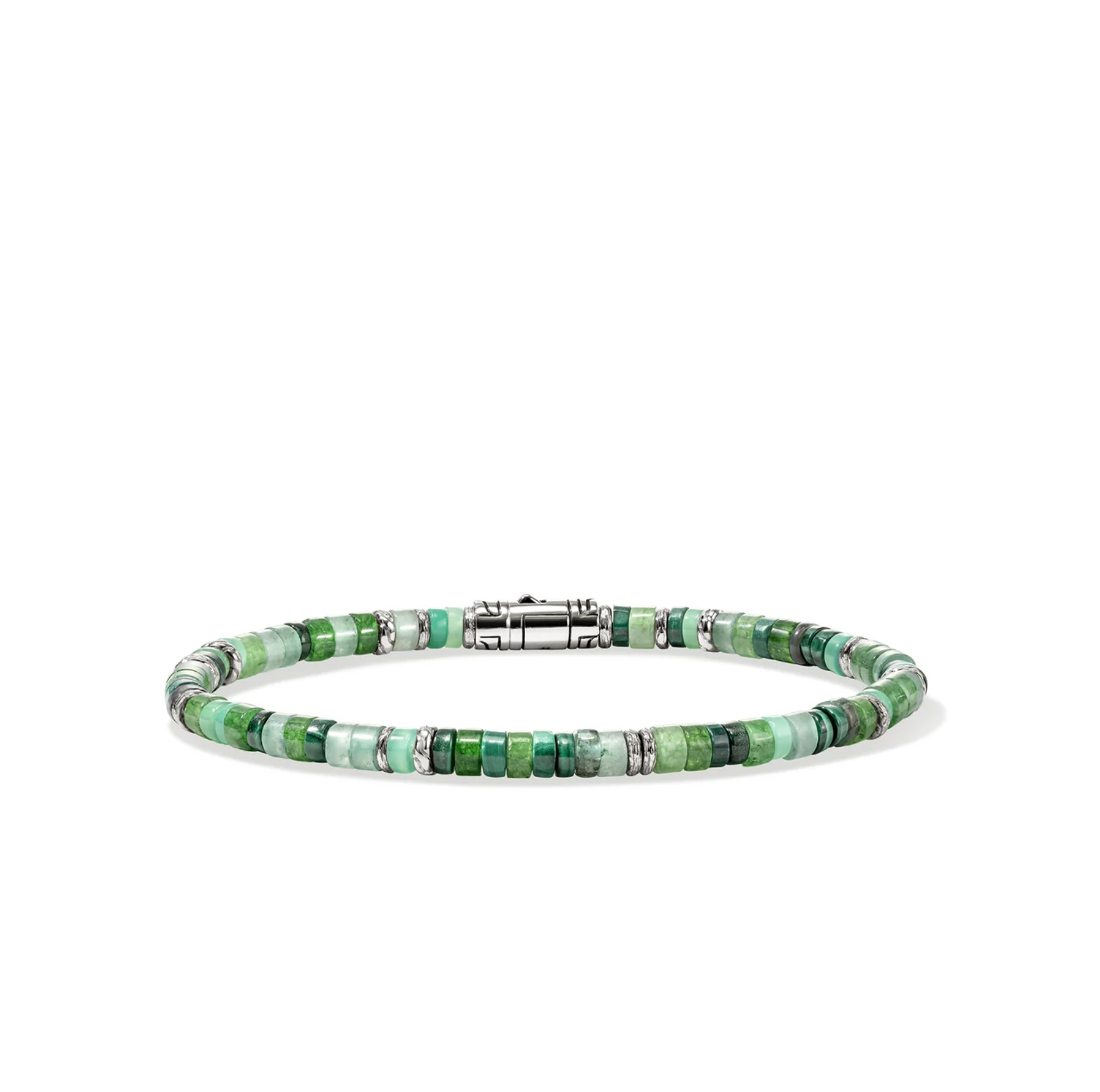 Sterling Silver & Green Hardstones Heishi 4mm Beaded Bracelet by John Hardy